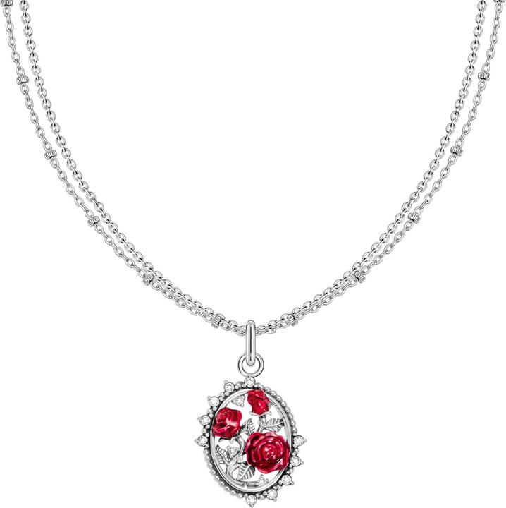 Thomas Sabo Kette mit Anhänger Roses Romance (925er Silber, Emaille, 40 - 45 cm)