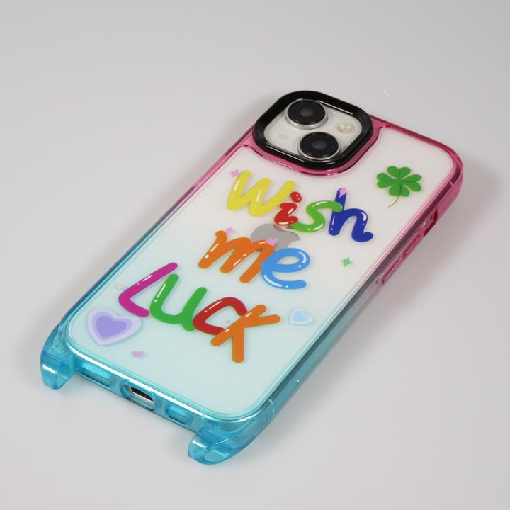 Image du produit PhoneLook Coque Gel transparent WISH ME LUCK avec crochet pour lanière (sans lanière) /bleu (Apple iPhone 15)