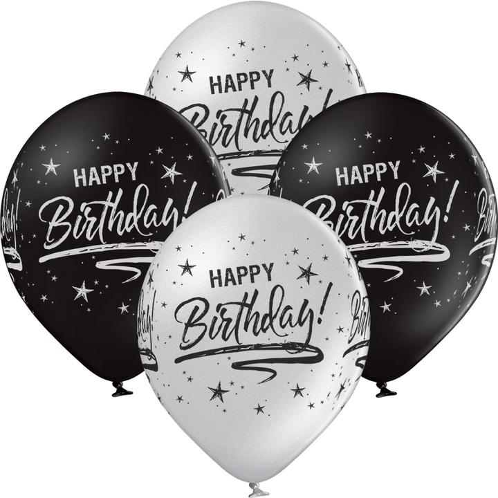 Image du produit bonacker ballonversand Ballons Joyeux Anniversaire argent - Qualité Premium en caoutchouc naturel (25 x)