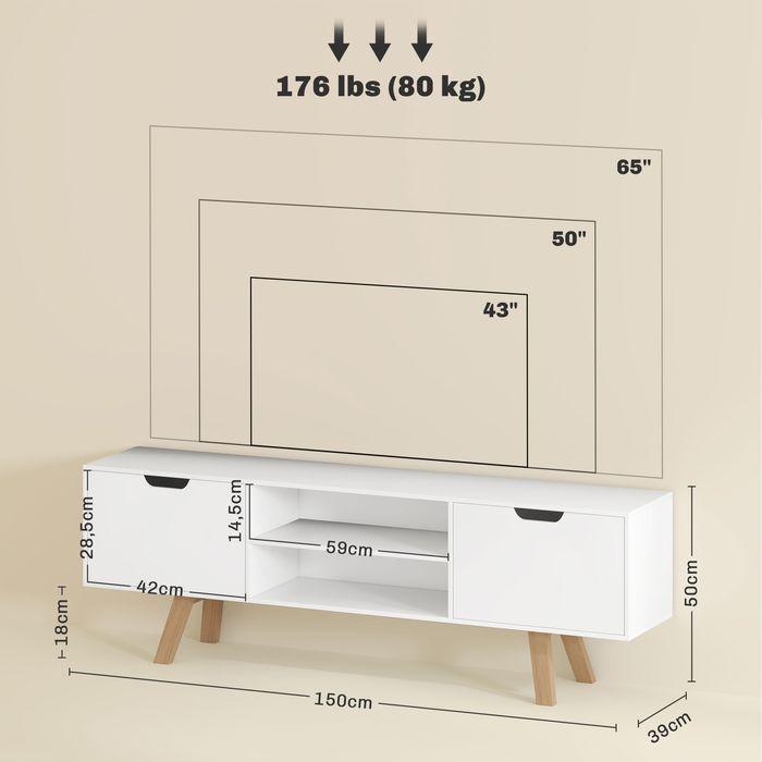 Actual product image Swisshandel24 TV-Schrank, Fernsehtisch für Fernseher bis zu 65 Zoll, Lowboard mit 2 Schränken