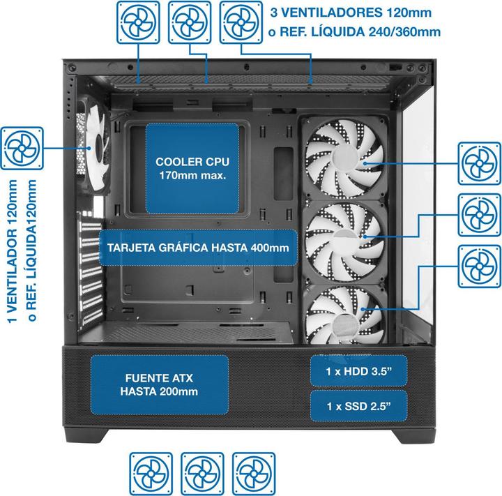 Actual product image CoolBox GA250 Vision (mATX, Mini-ITX, ATX)