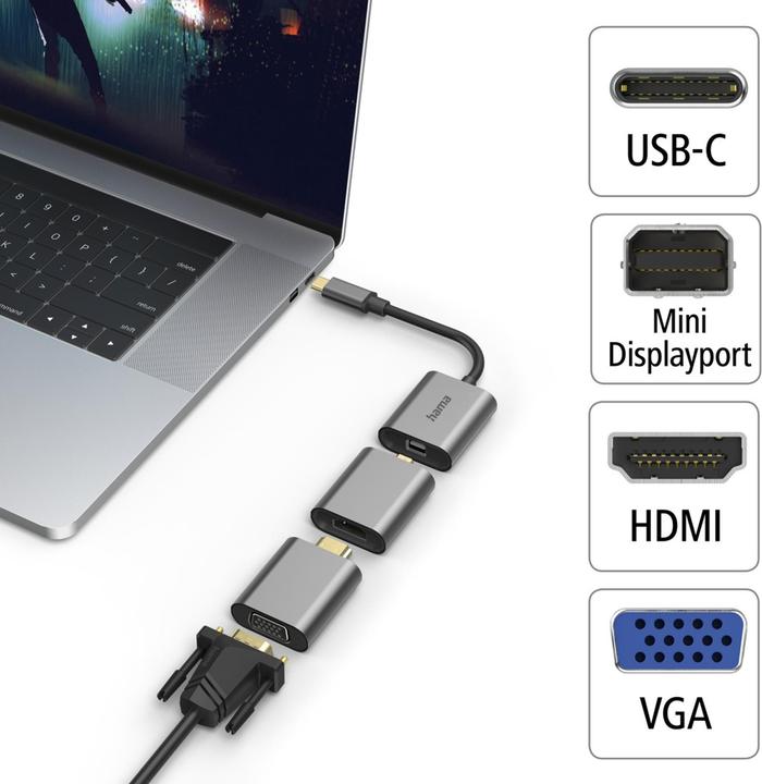 Produktbild Hama USB Video-Adapter (VGA, Mini DP, HDMI, 15 cm)