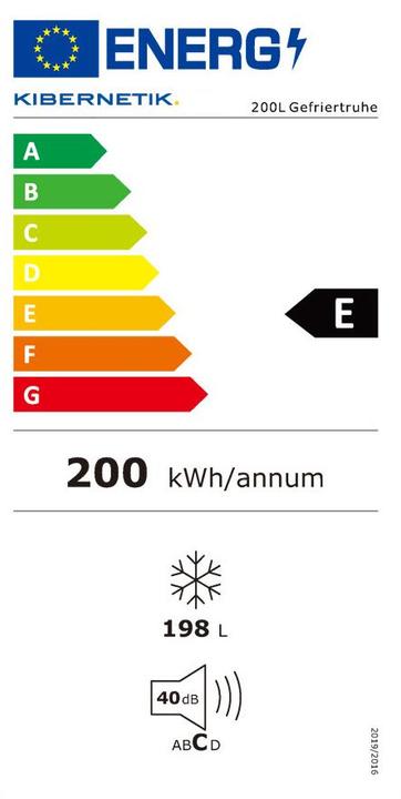 Energy Label Kibernetik Freezer FSP 200L (Stand-alone, 198 l)