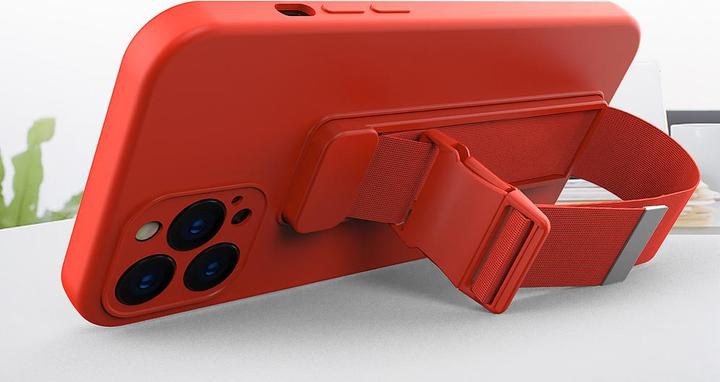 Produktbild Hurtel Kordeltasche Gelhülle mit Lanyard Kette Handtasche Lanyard iPhone 12 Pro Max rot (Apple iPhone 12 Pro Max)