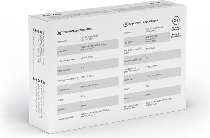 Produktbild Savio 2.5 Externes HDD/SDD-Gehäuse USB 3.0 AK-65 (2.5")