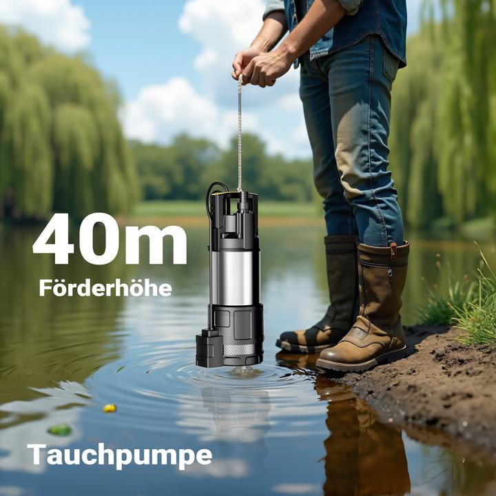 Produktbild Wiltec Tauchpumpe Trockenlaufschutz Schwimmerschalter 1200W Brunnenpumpe 6000l/h (Durchlaufpumpe)