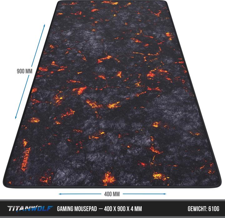 Immagine prodotto Titanwolf Tappetino per mouse da gioco XXL, tessuto liscio, tappetino per mouse veloce 900 x 400 mm, grande (XXL)