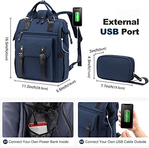 Image du produit Only-Bags.Store Sac à dos, sac à dos scolaire pour ordinateur portable 15,6 pouces avec pochette pour câble de