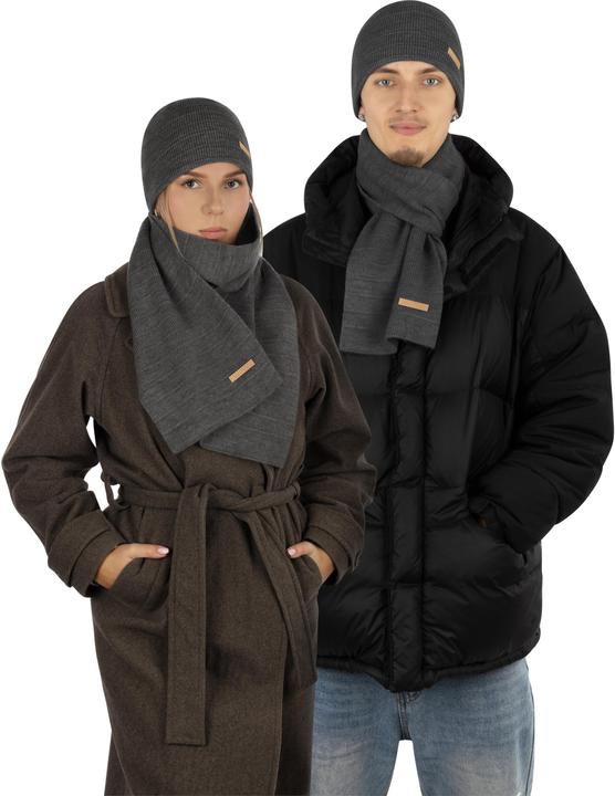 Actual product image Normani Winter set "Sudbury" with hat and scarf mottled grey (One size)