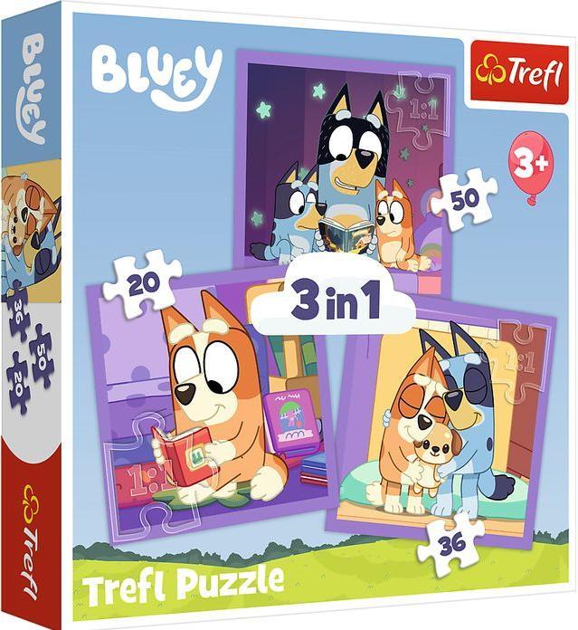 Actual product image Trefl 3 in 1 Puzzle – Bluey (50 pieces)