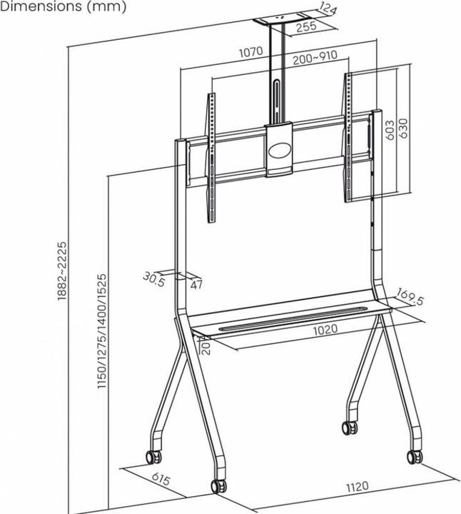 Immagine prodotto Art mobiler Stand + TV-Halterung 55-100" 120kg (100")