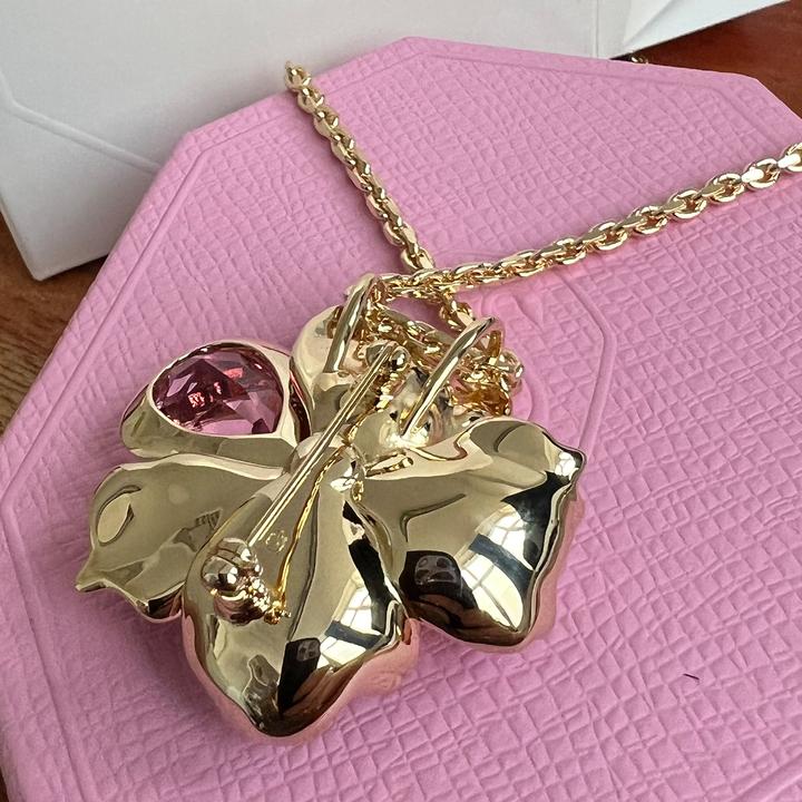 Produktbild Swarovski Florere Halskette Anhänger und Brosche Pavé Blume Rosa Gold (Metall)