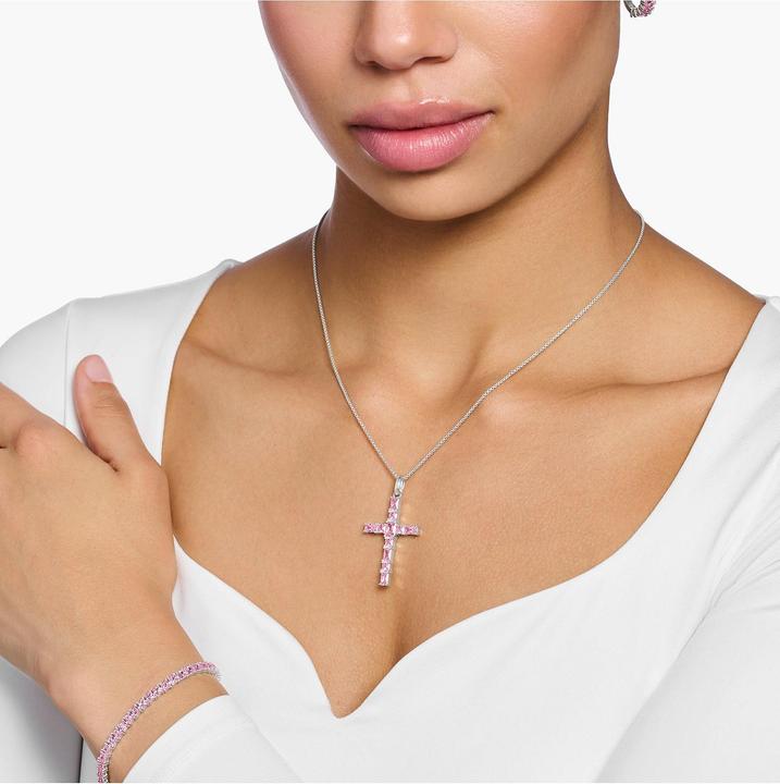 Immagine prodotto Thomas Sabo Ciondolo croce pietre rosa argento (Argento 925)