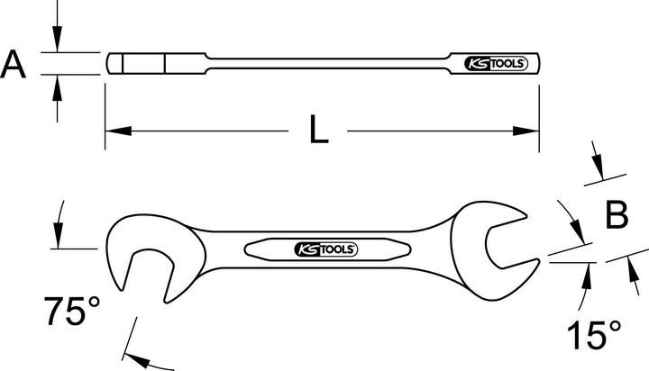 Produktbild KS Tools Doppelmaulschlüssel 15° + 75° (17 mm)
