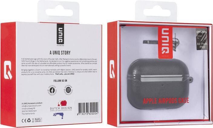 Actual product image UNIQ Accessory AirPods Pro Sleeve Case Black with snap hook No.548 (Headphone sleeve)