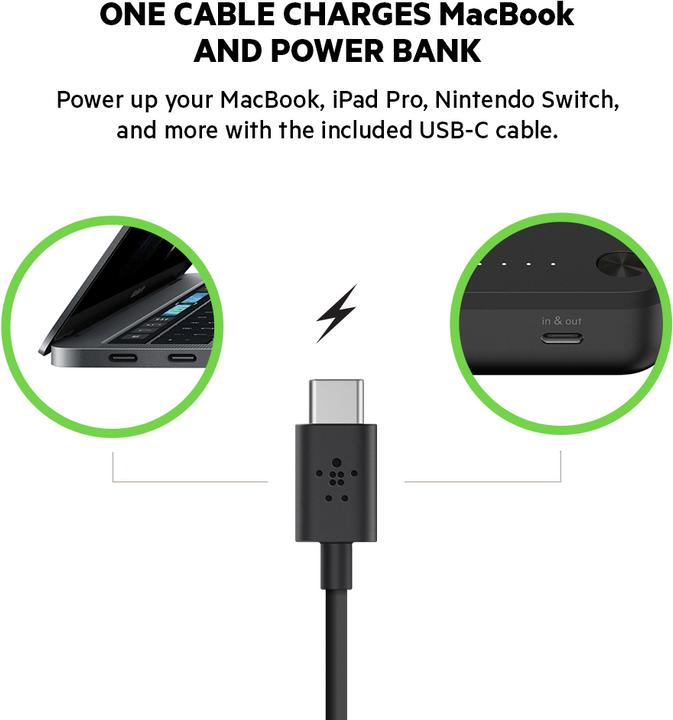 Image du produit Belkin Boost Charge Power Bank 20K USB-C + Câble 30W (20100 mAh, 30 W, 74 Wh)