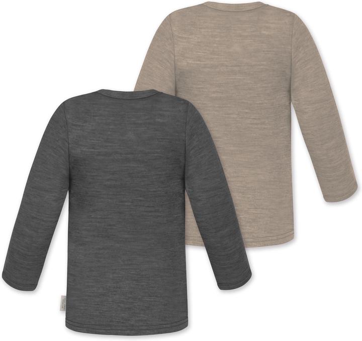 Produktbild Normani 2er Pack Baby Merino Longsleeve „Taupo" - 9473 (74, 80)