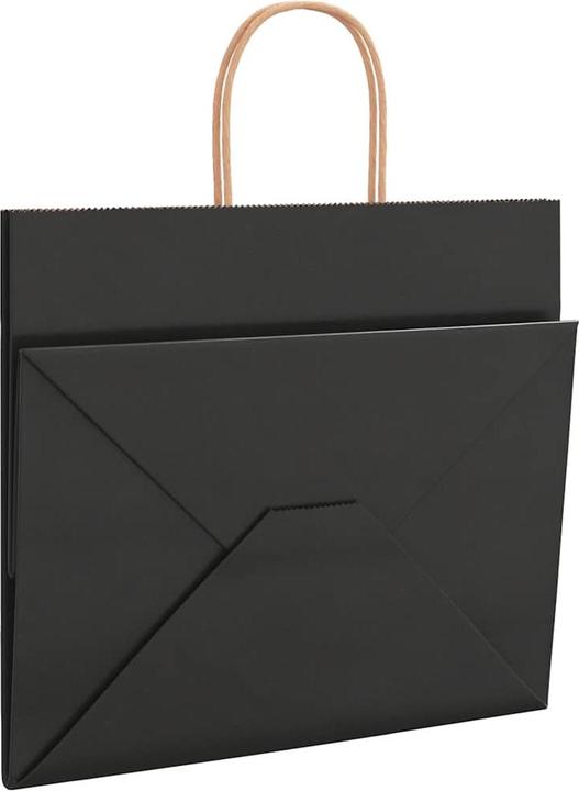 Produktbild VidaXL Kraftpapiertüten 50 Stk. mit Henkel Schwarz 32x22x28 cm Papiertüte (Geschenkbox, 50 x)