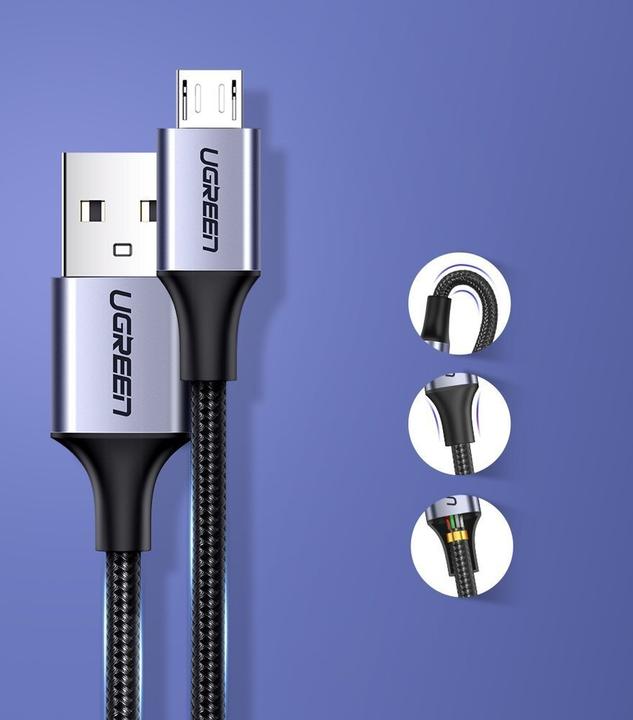 Produktbild Ugreen MicroUSB USB Nylon Aluminium (1 m, USB 2.0)
