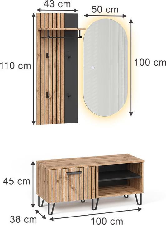 Actual product image Vichy Wardrobe Amber, Oak Wotan, 43 x 110 cm 3 parts