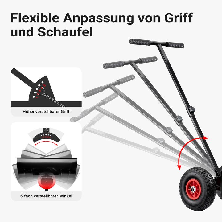 Produktbild Wiltec Schneeschieber mit Rädern 74x43cm Schneeschaufel Stahl Schneeschippe