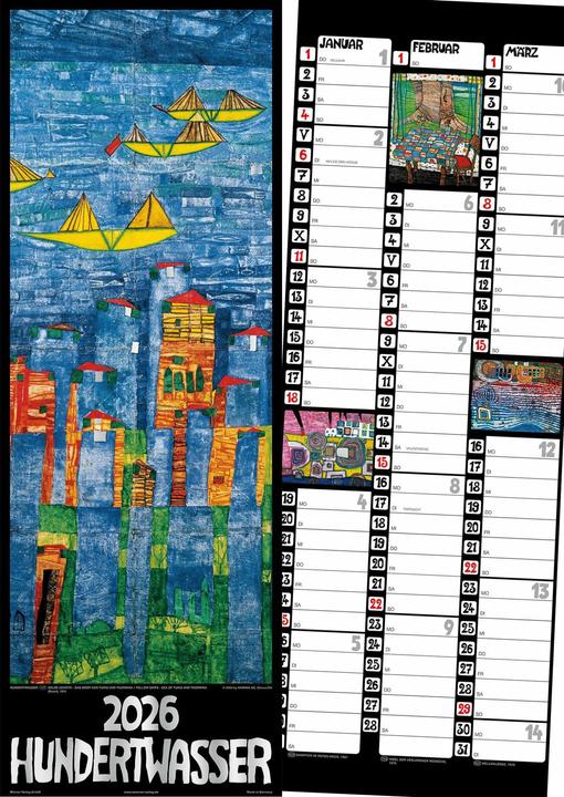 Actual product image Hundertwasser Streifenkalender Art 2026 (Hardcover, German)