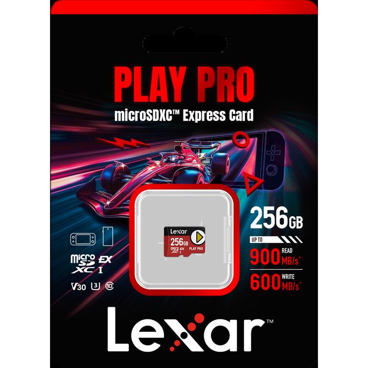 Produktbild Lexar microSD Express 7.1 PLAY Pro 256GB up to R900/W600MB/s Write (104MB/s with UHS-I) (256 GB, microSD Express, UHS-I)