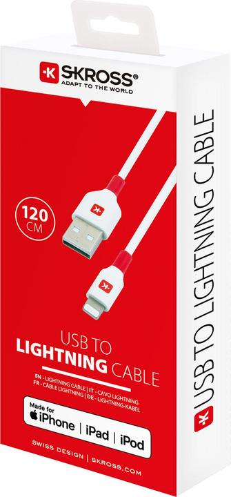 Produktbild Skross USB Kabel USB to Lightning Cable, 1,2m white (1.20 m, USB 2.0, 28 W)