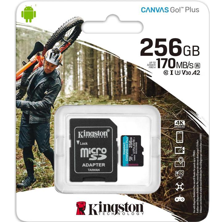 Actual product image Kingston Canvas Go! Plus microSD (256 GB, microSDXC, U3, UHS-I)