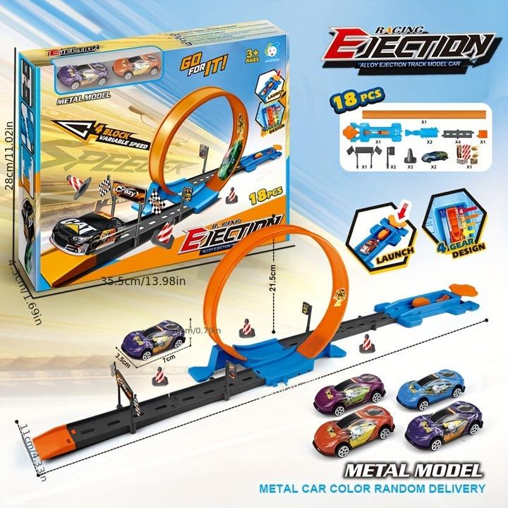 Produktbild Activity Board 360° drehbares Rennbahn-Achterbahn-Set, Kinder-Hochgeschwindigkeits-Autorennen, Auto-Schienen-Sets