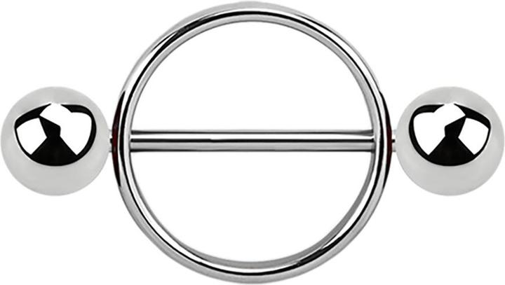 Star Piercing Runder Schild silber mit zwei Kugeln (ohne Messing, Chirurgenstahl 316L)