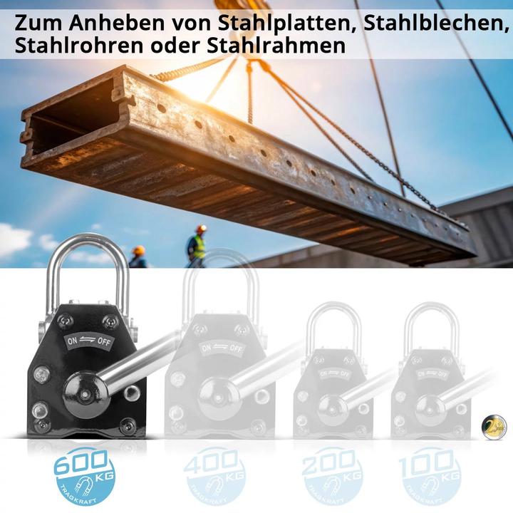 Actual product image Stahlwerk Lasthebemagnet mit 600 kg 1322 lbs Tragkraft 2100 kg 4629 lbs Zugkraft (1 x)