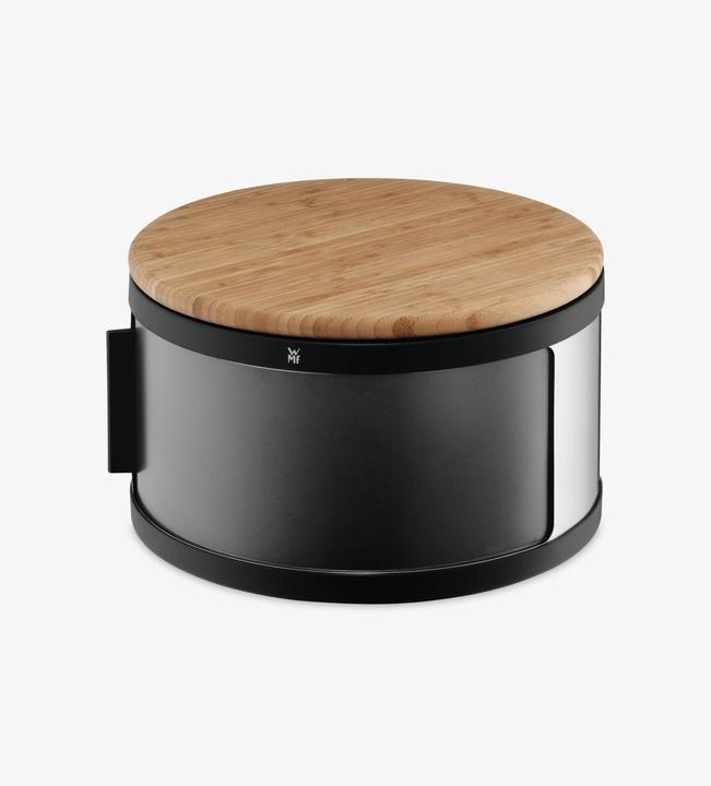 Produktbild WMF Gourmet Brotkasten rund / Brotbox mit Schneidbrett 32 x 13cm Bambus Cromargan Edelstahl schwarz