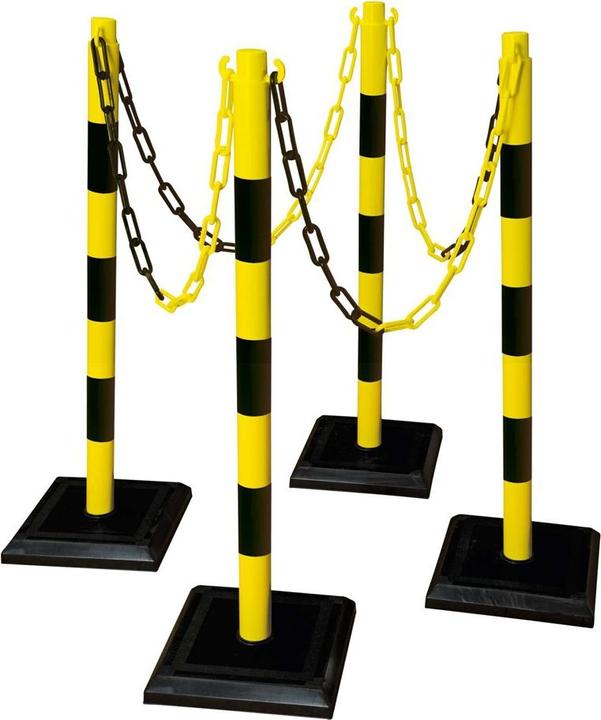 Moravia GUARDA-PLUS Kit de poteaux de chaîne jaune-noir Comprenant : 4 poteaux, 12.5 m de chaîne