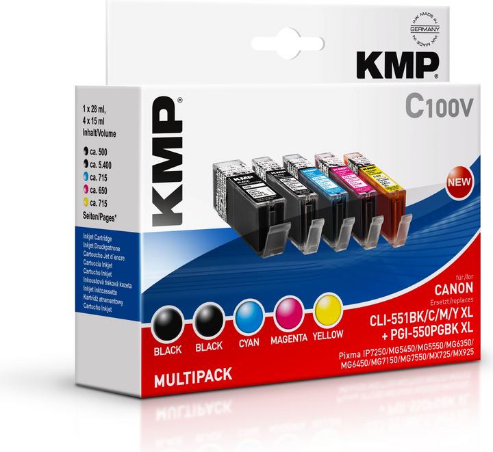 Actual product image KMP C100V Multipack compatible with Canon PGI-550/CLI-551 XL (M, FC, C, Y)