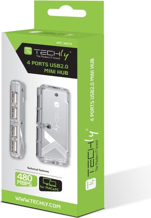 Produktbild Techly USB 2.0 Mini Hub, 4-Port (USB-A, 4 Ports)