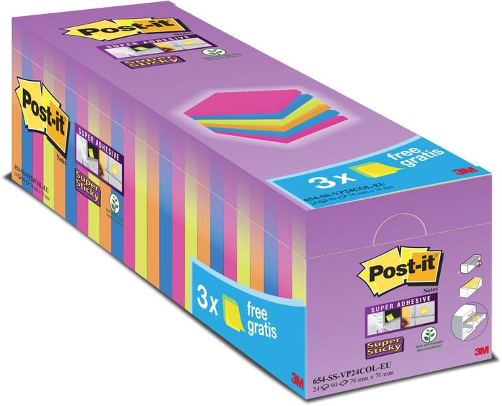 Produktbild Post-it Super Sticky 21 + 3 (76 x 76 mm)