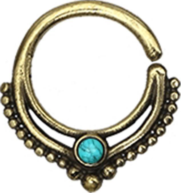 Produktbild Star Piercing Micro Piercing Ring vergoldet Kugelrand mit Türkis Stein (Messing)