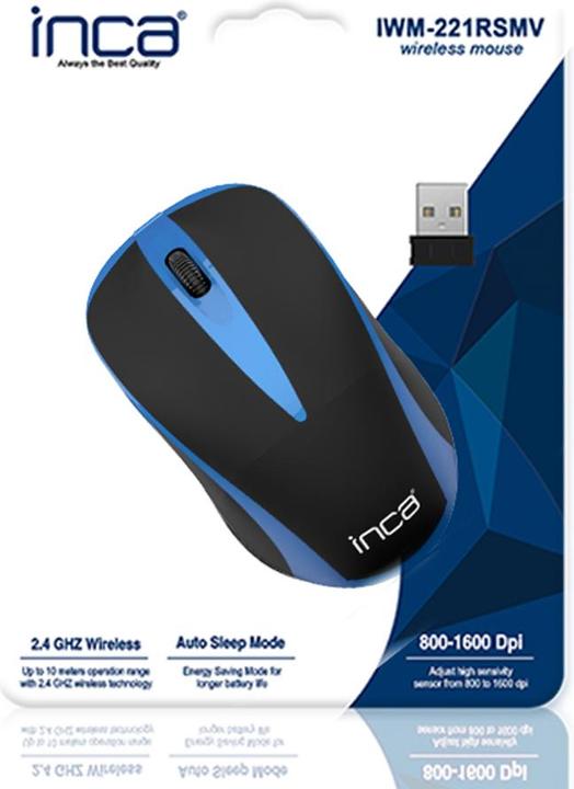 Image du produit Inca Souris IWM-221RSMV Nano-USB, sans fil, 1000 DPI, BL/SW (Sans fil)