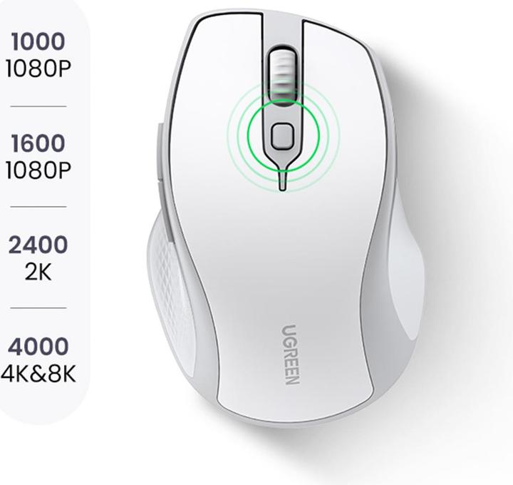 Actual product image Ugreen Wireless mouse MU101 2.4G (White) (Cable)