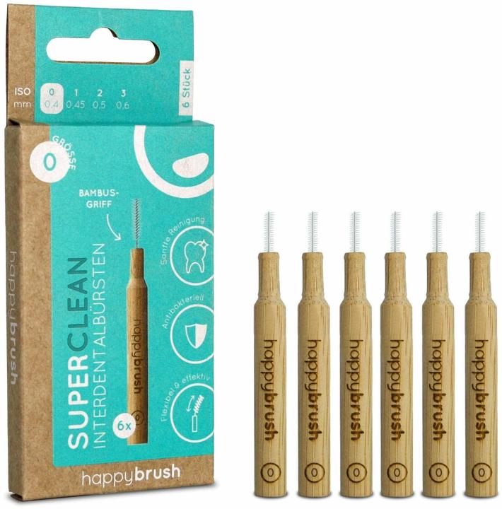 Immagine prodotto happybrush Scovolini interdentali SuperClean ISO 0 0,4 mm Marrone 6 pezzi (6 x, 0.40 mm)