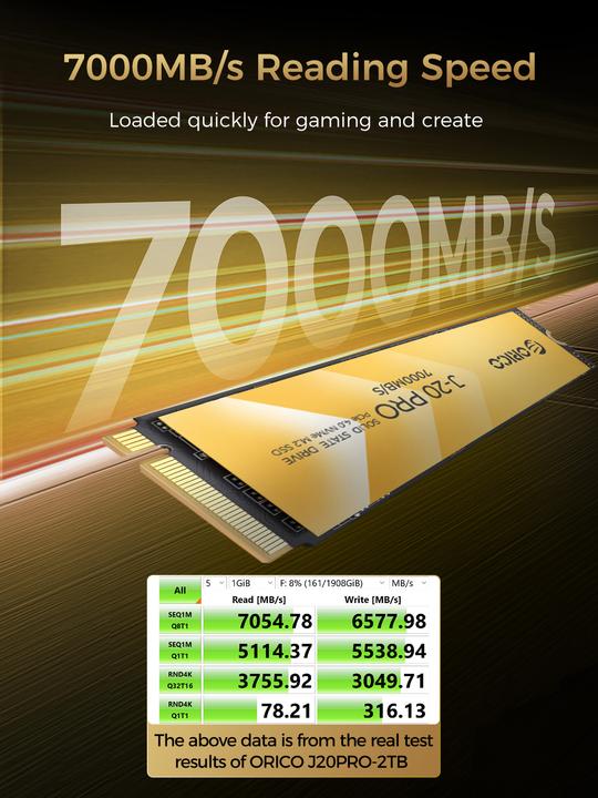Produktbild Orico 2TB J20 M.2 NVMe 2280 R5200:W4500 (2000 GB, M.2 2280)