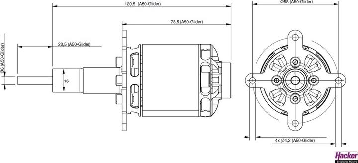 Productafbeelding Hacker Elektromotor A50-12L Zweefvliegtuig 355 rpm/V
