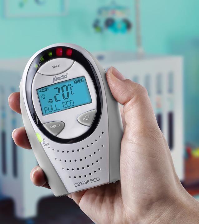 Actual product image Alecto DECT baby monitor with economy mode, display, white/grey (Baby Monitor Audio, 300 m)