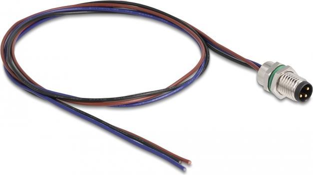 Image du produit Delock Connecteur M8 3 broches pour panneau avec câbles ouverts Codage A 0,5 m (Câbles de réseau)