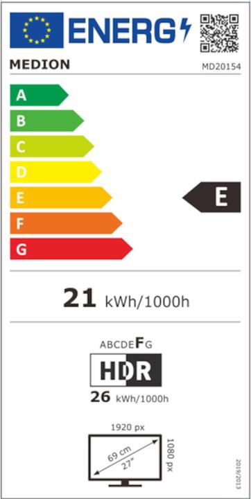Energie-Label Medion P52726 (1920 x 1080 Pixel, 27")