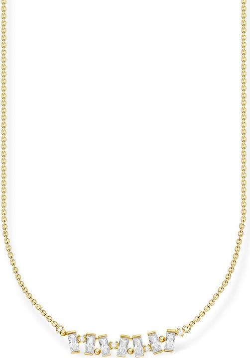 Thomas Sabo Kette weisse Steine gold (750 Gelbgold Vergoldung, 925 Sterlingsilber, 38 - 42 cm)