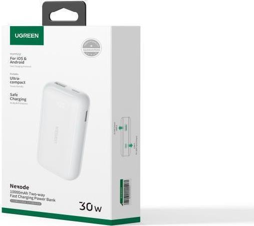 Produktbild Ugreen Power Bank 10000mAh 30W Power Delivery / Quick Charge 3.0 Λευκό (10000 mAh, 30 W, 30 Wh)