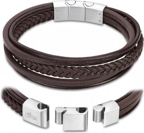 Lotus Style - MenÂ's Leather Bracelet LS2051-2 / 1 (Cuir, MAT BIJOU)