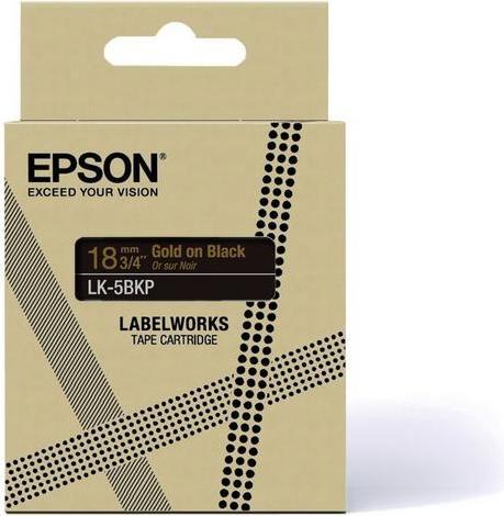 Actual product image Epson Metallic Black/Gold 18mm LK-5BKP (1.80 cm, Black)